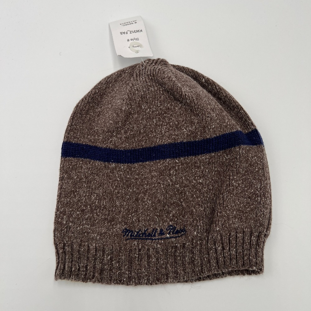 Mitchell Ness Brown Acrylic Knit Beanie‎ Hat Mens Womens One Size
